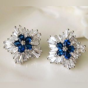 Sapphire and Diamond (simulated) Earrings